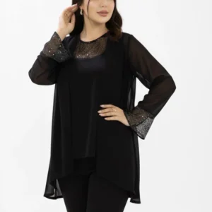 ست دو تیکه تاپ و اشارپ حریر زنانه کد 224